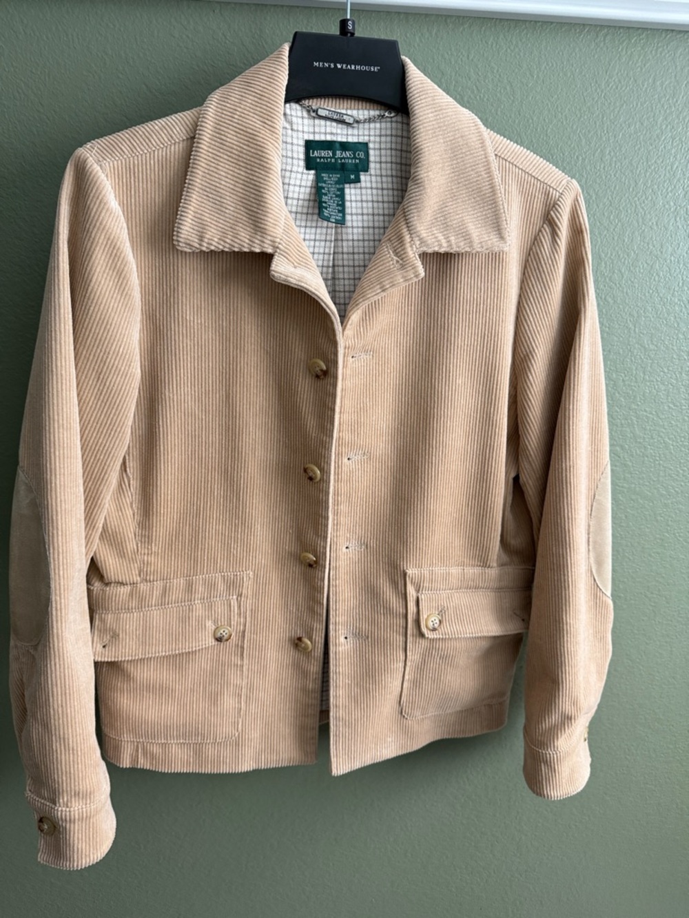 Vintage Ralph Lauren Tan 100% Cotton Corduroy Button-Up Jacket
